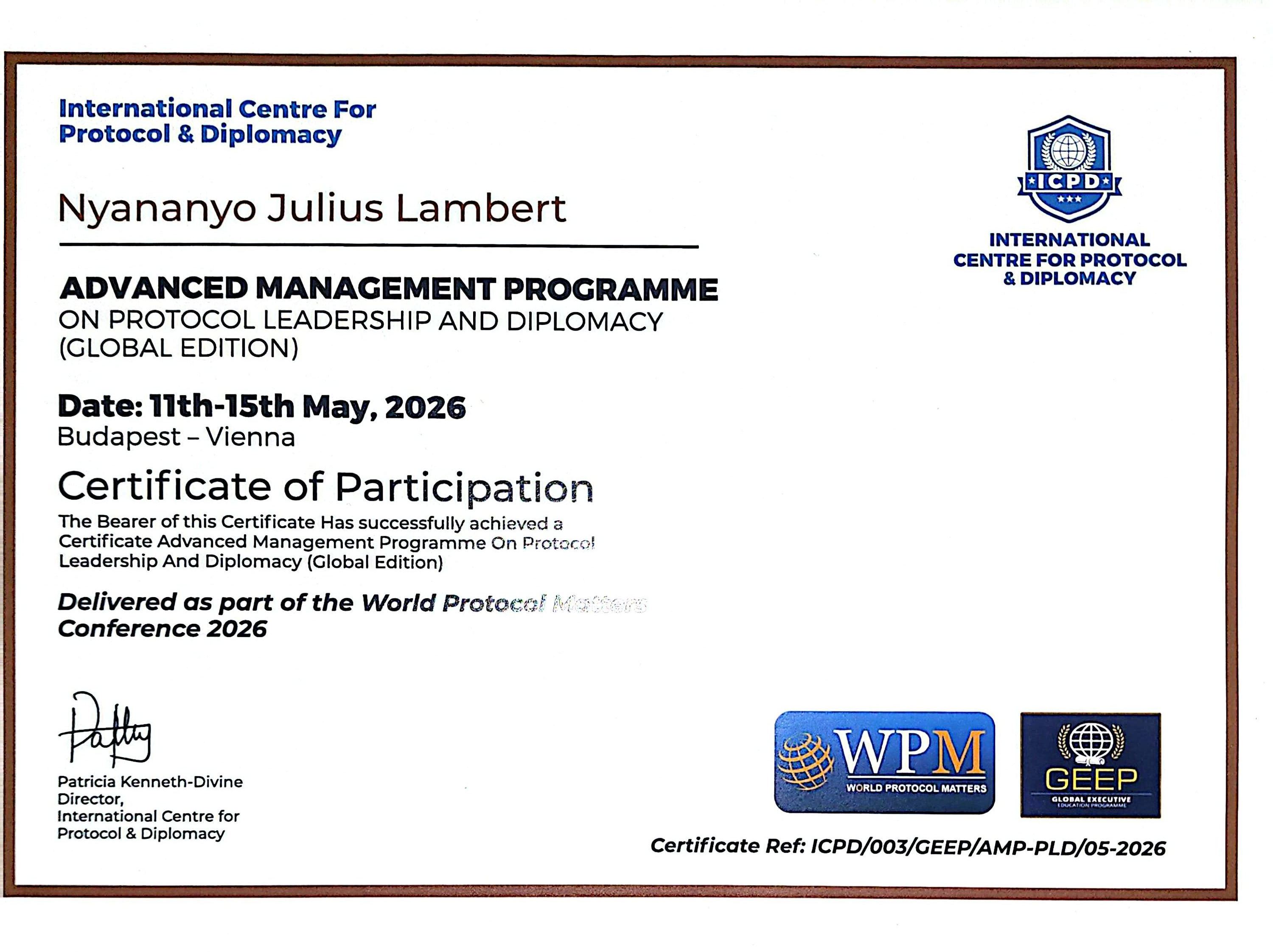 ICPD Diplomatic Certification